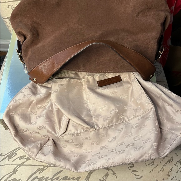 EUC Michael Kors Brown Suede Hudson Downtown Hobo Bag - Picture 10 of 11